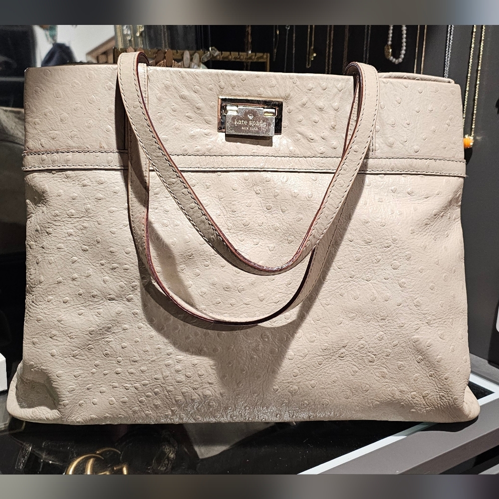 Ostritch skin Kate Spade Windsor Square Gabrielle in Nude (tan)
